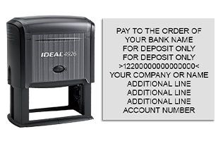 Endorse your checks with a quick and easy bank deposit self-inking Ideal stamp. Customize up to 10 lines of text. Free shipping on orders over $45!