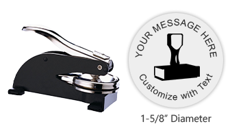 This Shiny Desk Seal has an impression size of 1-5/8" and features 5 lines of customizable text. Orders over $45 ship free!