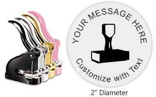 This Shiny Gift Embosser has an impression size of 2" and features 5 lines of customizable text. Orders over $45 ship free!
