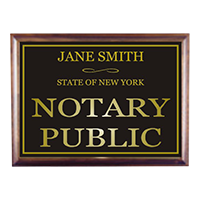 This custom notary sign is 6" x 8" and features customizable name and state. Available in 5 plate and 2 base colors. Orders over $45 ship free!