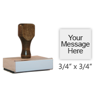 Customize this 3/4" squared wood rubber stamp w/ up to 4 lines of text/upload your artwork for free! Separate ink pad required. Orders over $45 ship free!