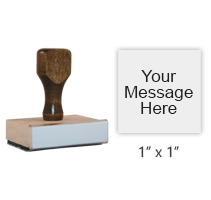 Customize this 1" x 1" wood rubber hand stamp w/ up to 6 lines of text/upload your artwork for free! Ink pad sold separately. Orders over $45 ship free!