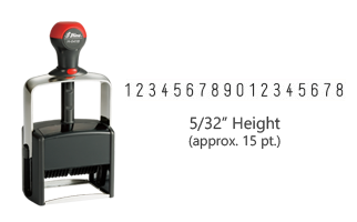 Stock heavy duty 5/32" height numbering stamp with 18 manual bands available in 11 ink colors! Great for high volume stamping. Ships in 1-2 business days!