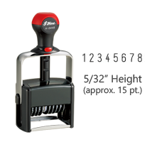 Stock heavy duty 5/32" height numbering stamp with 8 manual bands available in 11 ink colors! Great for high volume stamping. Ships in 1-2 business days!