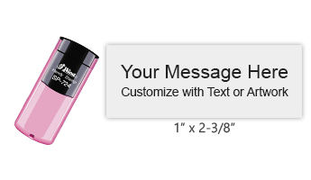 Customize this 1" x 2-3/8" stamp with 6 lines of text or your artwork in a choice of 11 ink colors! Perfect for on the go use. Ships in 1-2 business days!