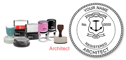 This professional architect stamp for the state of Rhode Island adheres to state regulations and makes top quality impressions. Orders over $45 ship free.