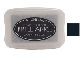 This 3-3/4" x 2-5/8" stamp ink pad comes in graphite black and is perfect for use on many surfaces. Acid free and water-based. Ships in 1-2 business days!