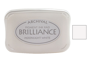 This 3-3/4" x 2-5/8" stamp ink pad comes in moonlight white and is ideal for use on many surfaces. Acid free and water-based. Ships in 1-2 business days!