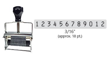This 12 band Comet self-inking numbering stamp has a character size of 3/16" and comes in 11 stunning ink color options. Orders over $45 ship free!