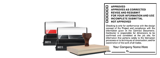 Customize this 2-3/4" x 2-3/4" Engineering Review stamp with your company name and choose from 3 mount options. Free shipping on orders over $45.