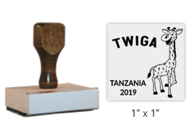 The 1" x 1" Tanzania 2019 Mascot Twiga stamp is approved by the WAGGGS Marketing Department & World Centre Managers. Stamp pad sold separately!