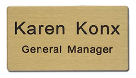This 1-1/2" x 3" Engraved Name Badge Brass Metal can be customized up to 3 lines. Choose between 3 backings for the finished look. Orders over $45 ship free!
