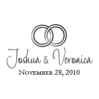 Place your wedding names and date beneath a design of linked wedding rings on this stamp in one of 11 ink colors! Shop now and get free shipping over $45.