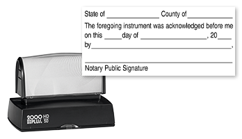 This Notary Acknowledgement pre-inked Cosco HD-50 stamp will bring convenience & professionalism to any official document. Orders over $45 ship free!