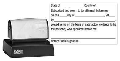 This notary public stamp allows for legal execution of a jurat for official documents. Available in black ink only. Orders over $45 ship free!