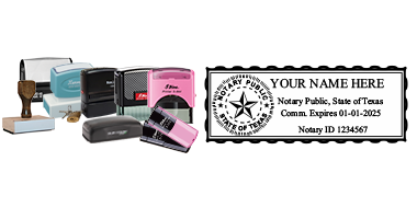 Top quality Texas notary stamp ships in 1-2 days, meets all state requirements and is available on 6 mount choices. Free shipping on orders over $45!