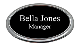 1-1/8" x 2-1/8" Engraved Plastic Oval Name Badge w/ Frame can be personalized up to 3 lines w/ 25 color combos. Fast & free shipping on orders over $45.