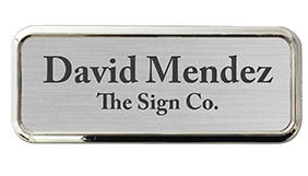 1" x 3" Engraved Plastic Name Badge w/ Frame can be personalized up to 3 lines w/ 25 color combos. Gold, silver or black frame. Orders over $45 ship free!