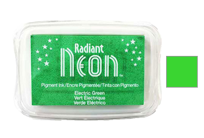 This 3-3/4" x 2-5/8" stamp ink pad comes in electric green and is great for adding vibrant color to your projects. Pigment based. Orders over $45 ship free!